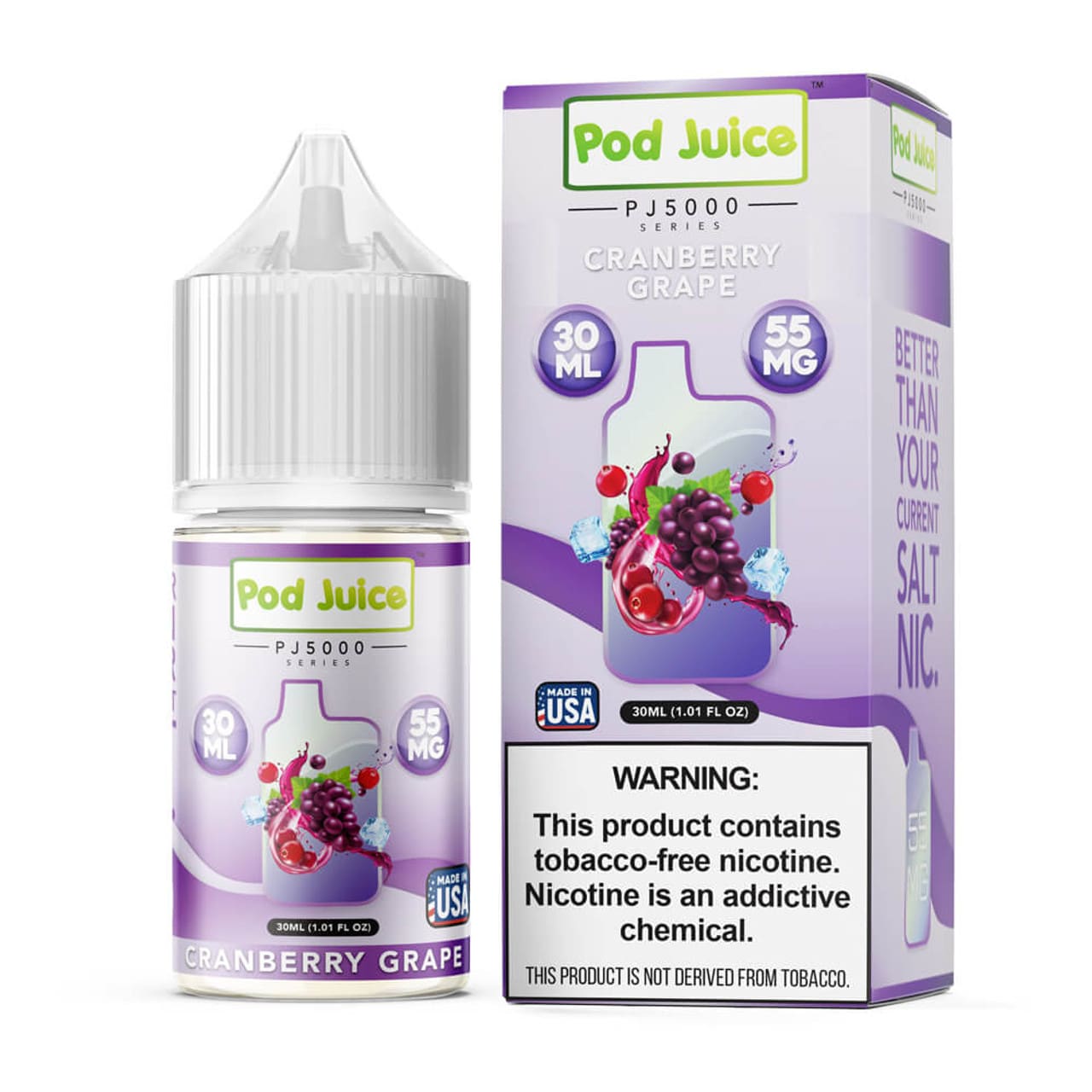 Pod Juice Cranberry Grape Ice Salt 30ML - Arandano Uva Ice