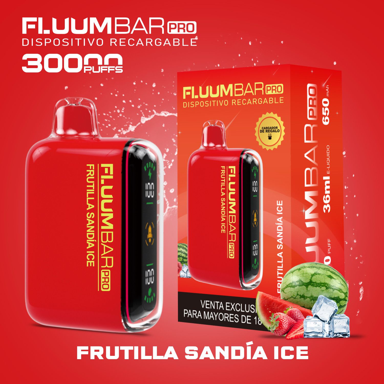 Fluumbar Pro Frutilla Sandía Ice 30.000 puffs