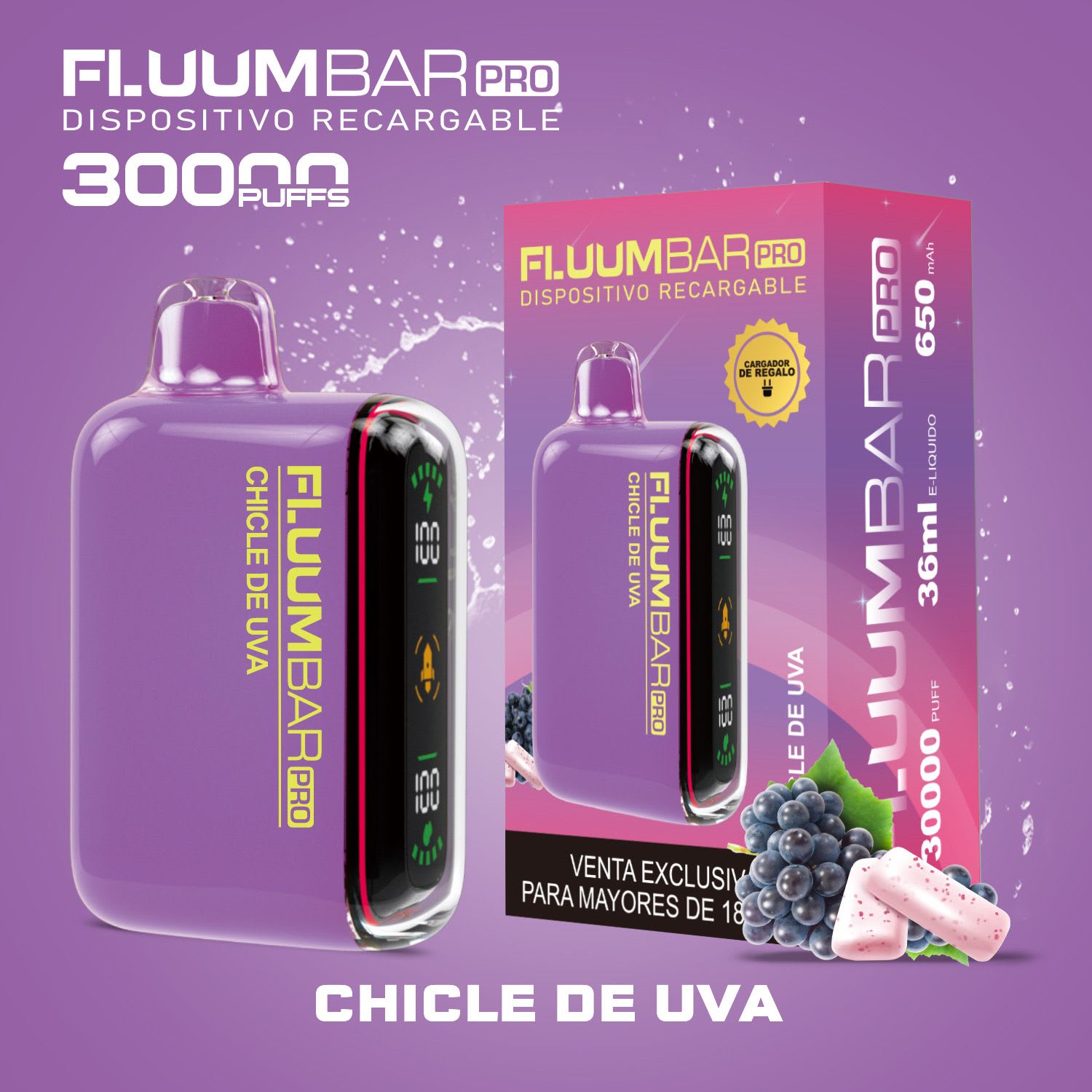 Fluumbar Pro Chicle de Uva 30.000 puffs