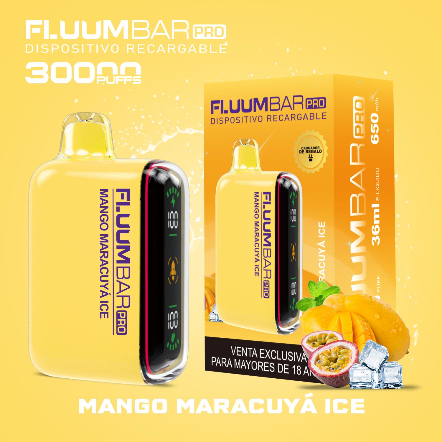 Fluumbar Pro Mango Maracuyá Ice 30.000 puffs - Mango Maracuyá Hielo