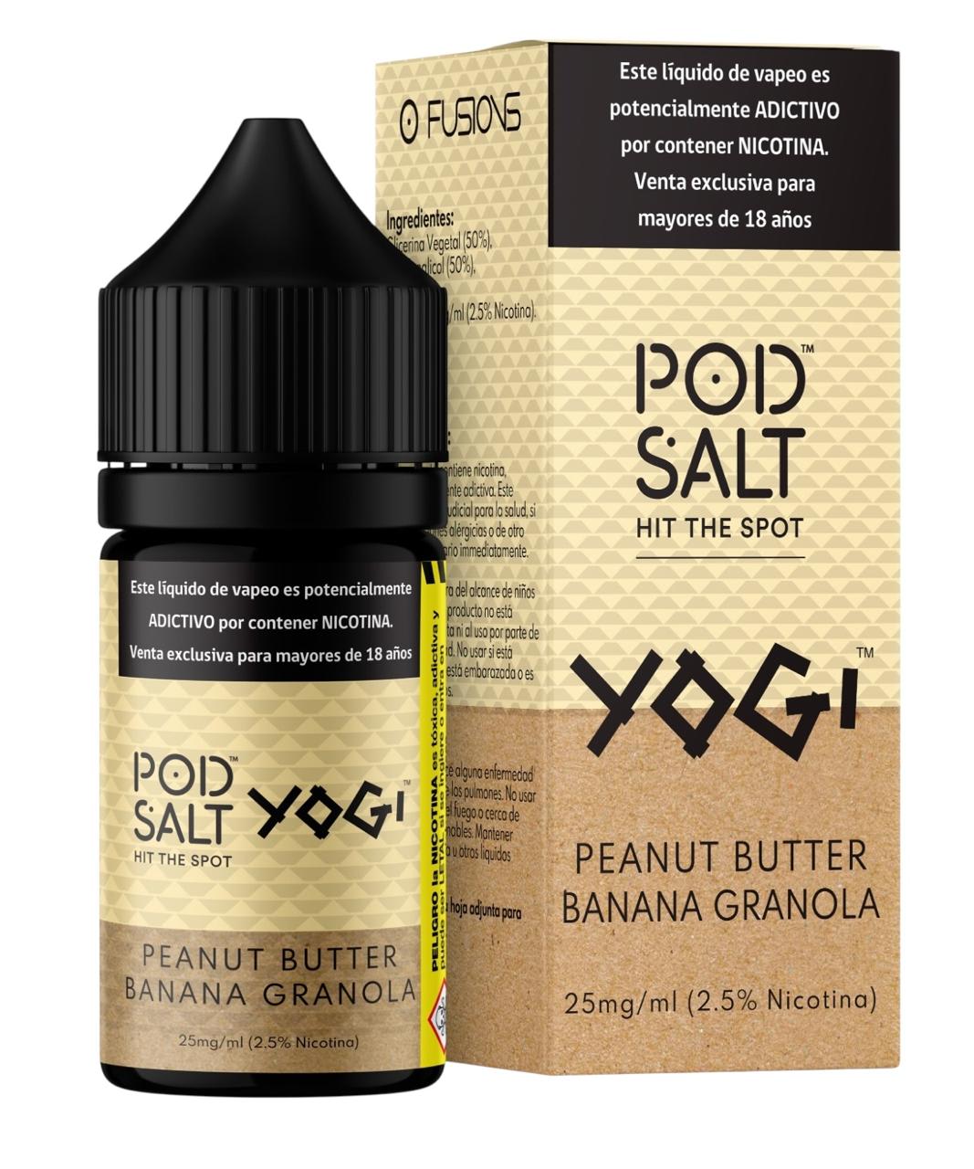 Pod Salt Yogi Peanut Butter Banana Granola Salt 30ml - Banana Granola y Mantequilla de Maní
