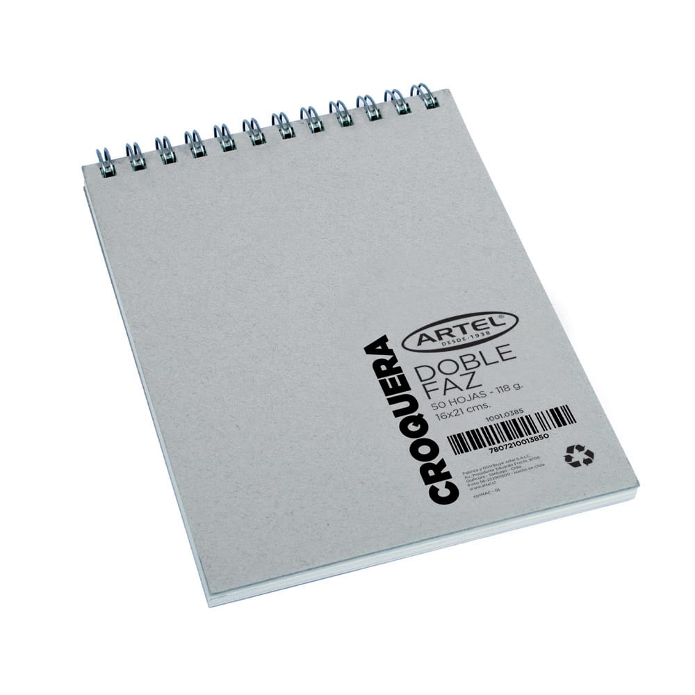 Croquera Doble Faz Espiral 50 hojas 16x21cm. ARTEL1