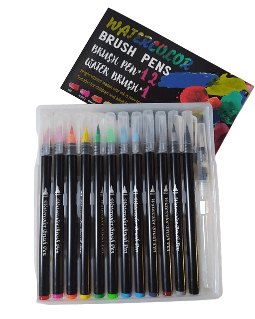 Set Plumones Acuarelables Punta Pincel 12 colores WC1008 FOSKA3