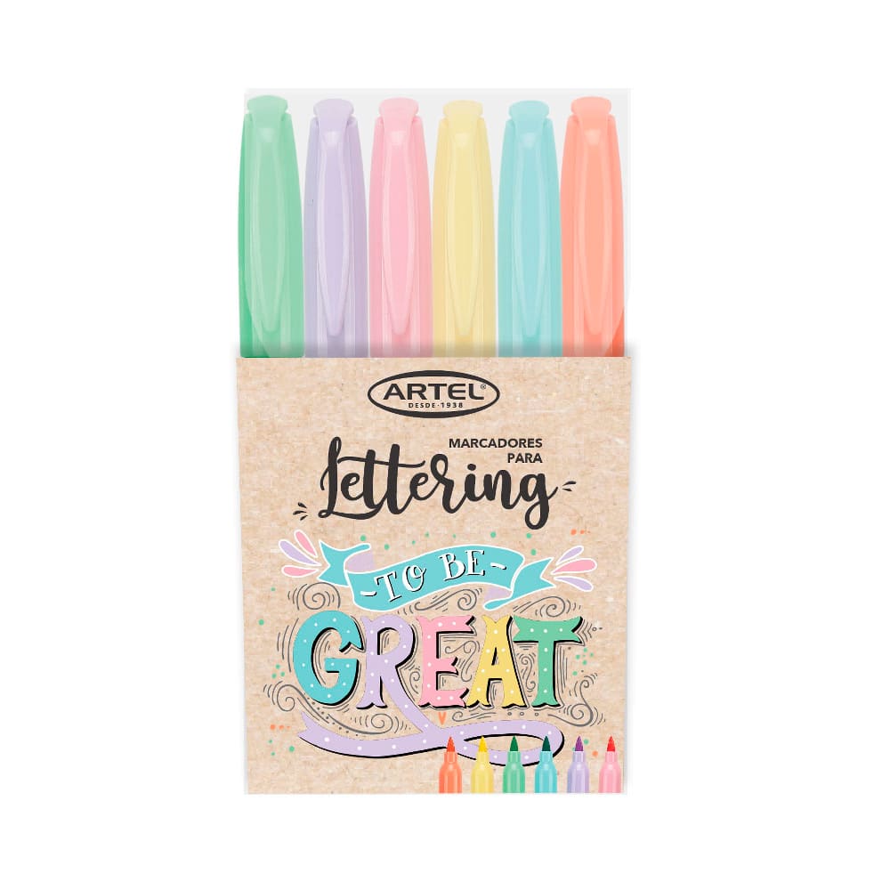 Set 6 Marcadores Lettering Pastel1