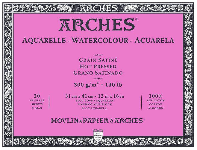 Block Encolado Arches Grano Satinado 31x41cm1