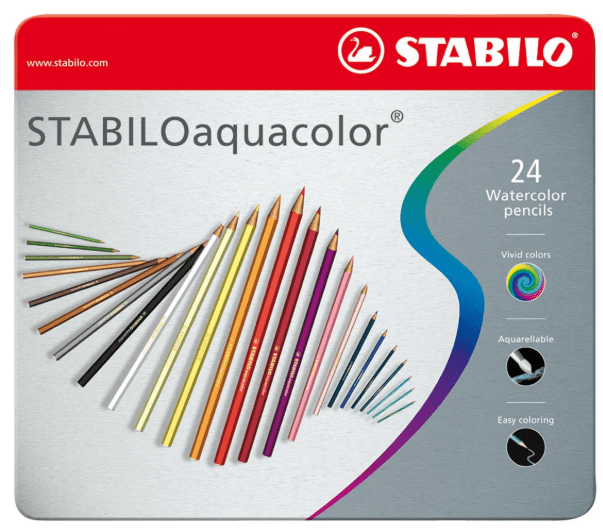 Set Lapices 24 Colores Acuarelables Stabilo Caja Metálica1