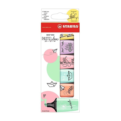 Set 6 Mini Destacadores Pastel Stabilo2