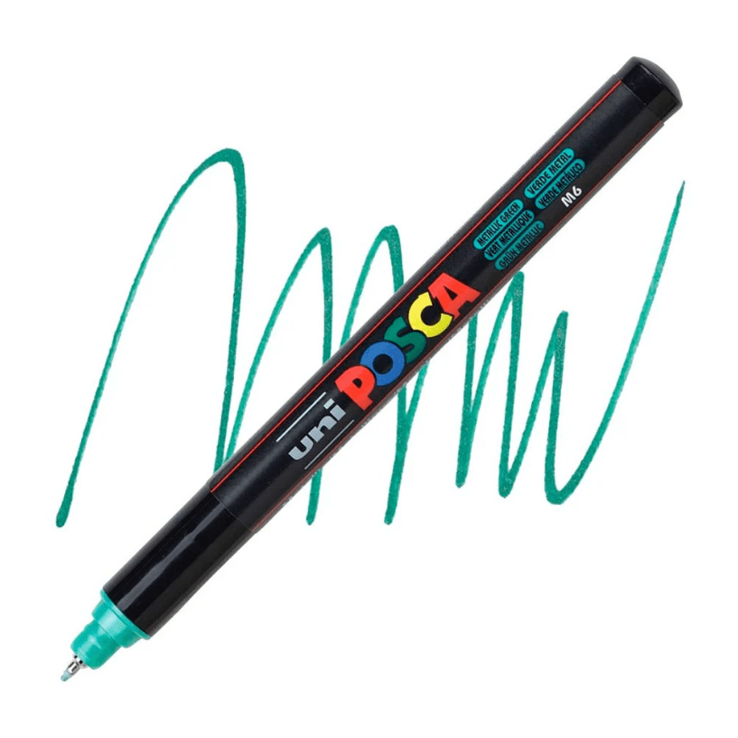 Marcador Acrílico Verde Metálico PC-1MR Punta Extra Fina Posca1