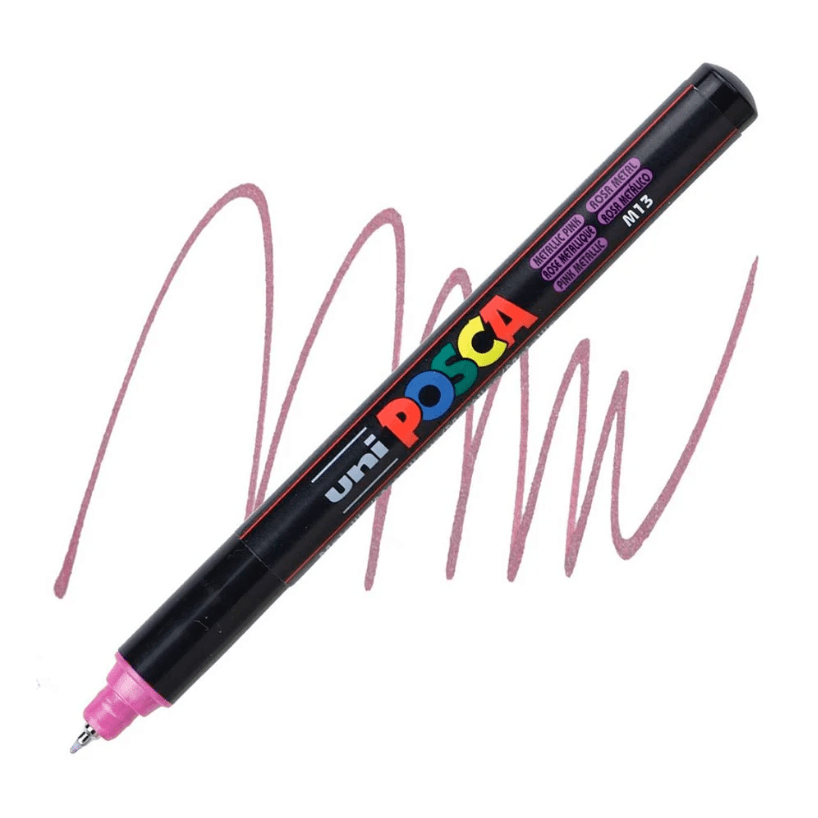 Marcador Acrílico Rosa Metálico PC-1MR Punta Extra Fina Posca1