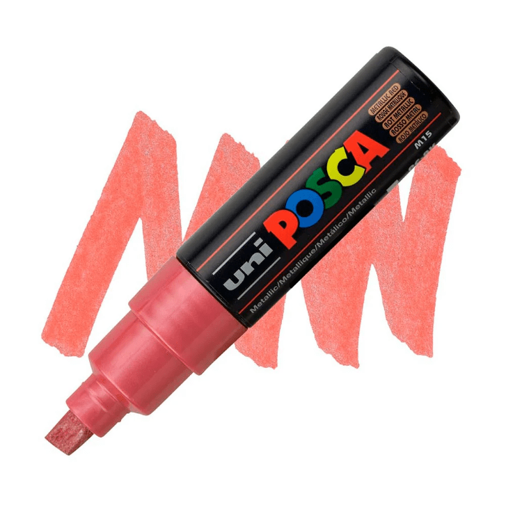 Marcador Acrílico Rojo Metálico PC-8K Punta Biselada Posca1