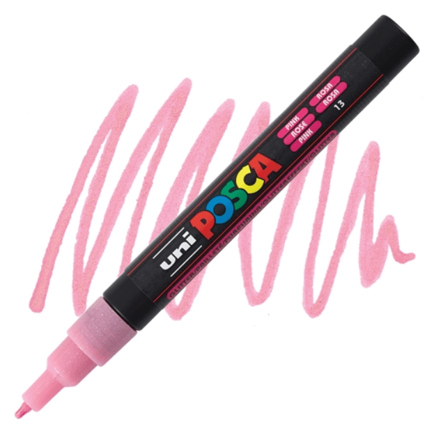 Marcador Acrílico Rosa Brillante PC-3M Punta Fina Posca1