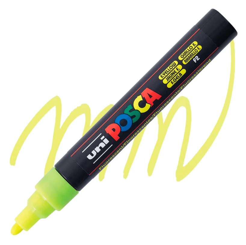 Marcador Acrílico Amarillo Flúor PC-5M Punta Media Posca1