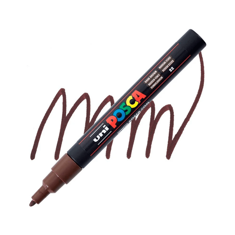 Marcador Acrílico Café Oscuro PC-3M Punta Fina Posca1