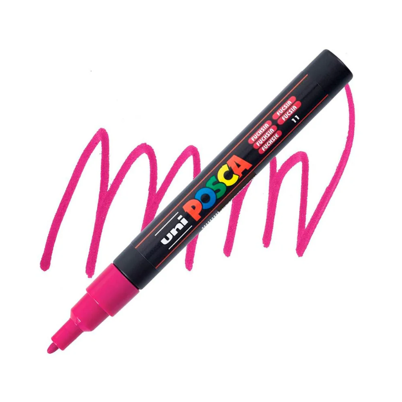 Marcador Acrílico Fucsia PC-3M Punta Fina Posca1
