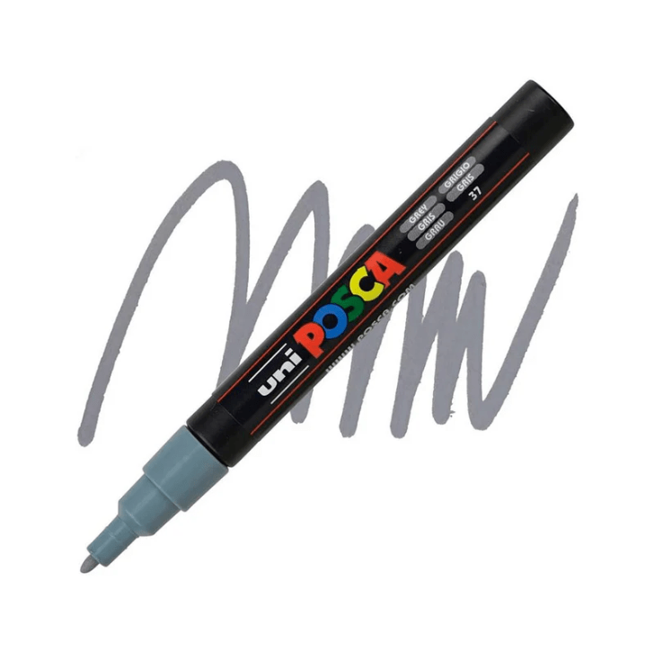 Marcador Acrílico Gris PC-3M Punta Fina Posca1