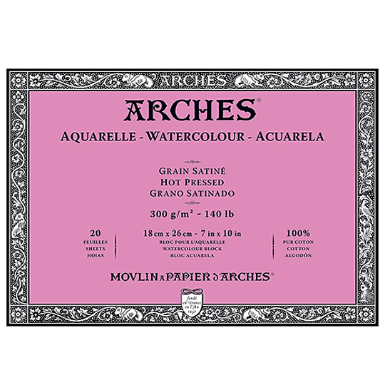 Block Encolado Arches Grano Satinado 18x26 cm2