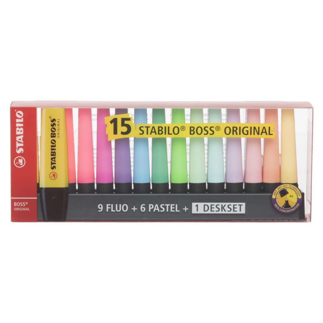 Set 15 Destacadores Stabilo Boss Neon - Pastel + deskset3