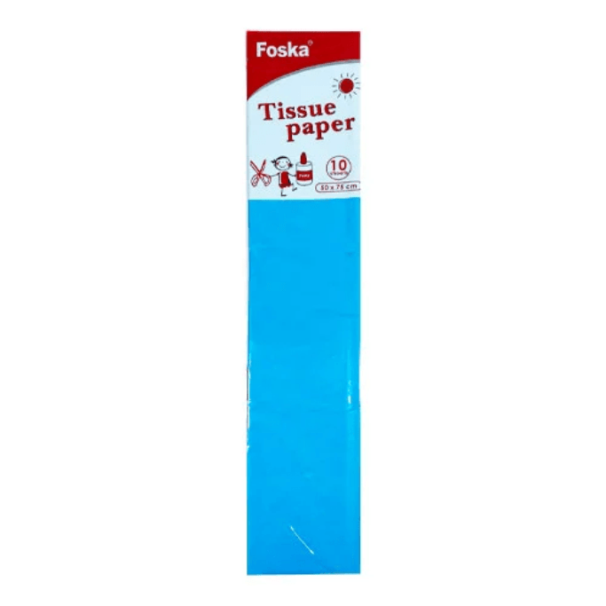 10 Papel volantín seda celeste 50 x 75 cm FOSKA1