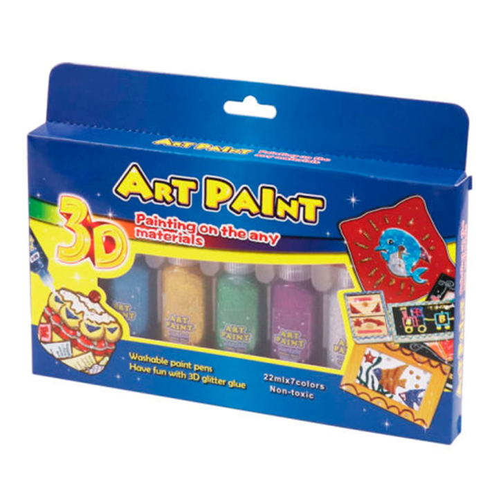 Pegamento 3D con Glitter 7 colores Foska1