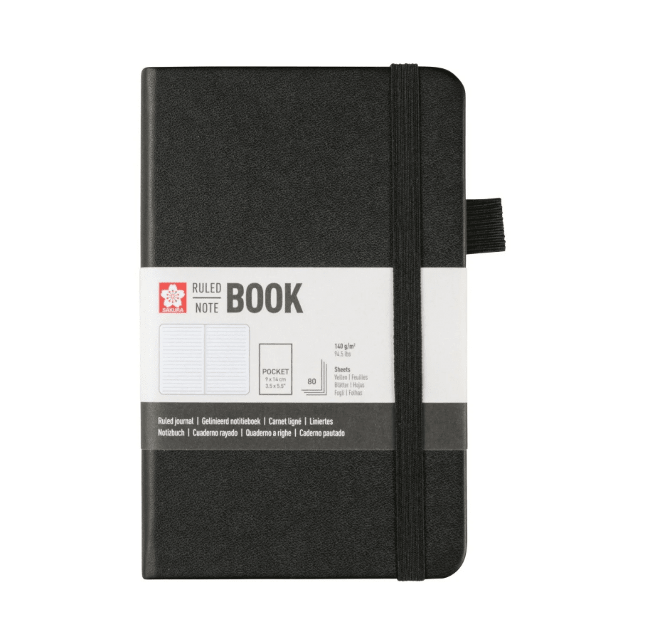 Libreta Sakura Líneas 9x14cm Negro 80 hjs 140g1