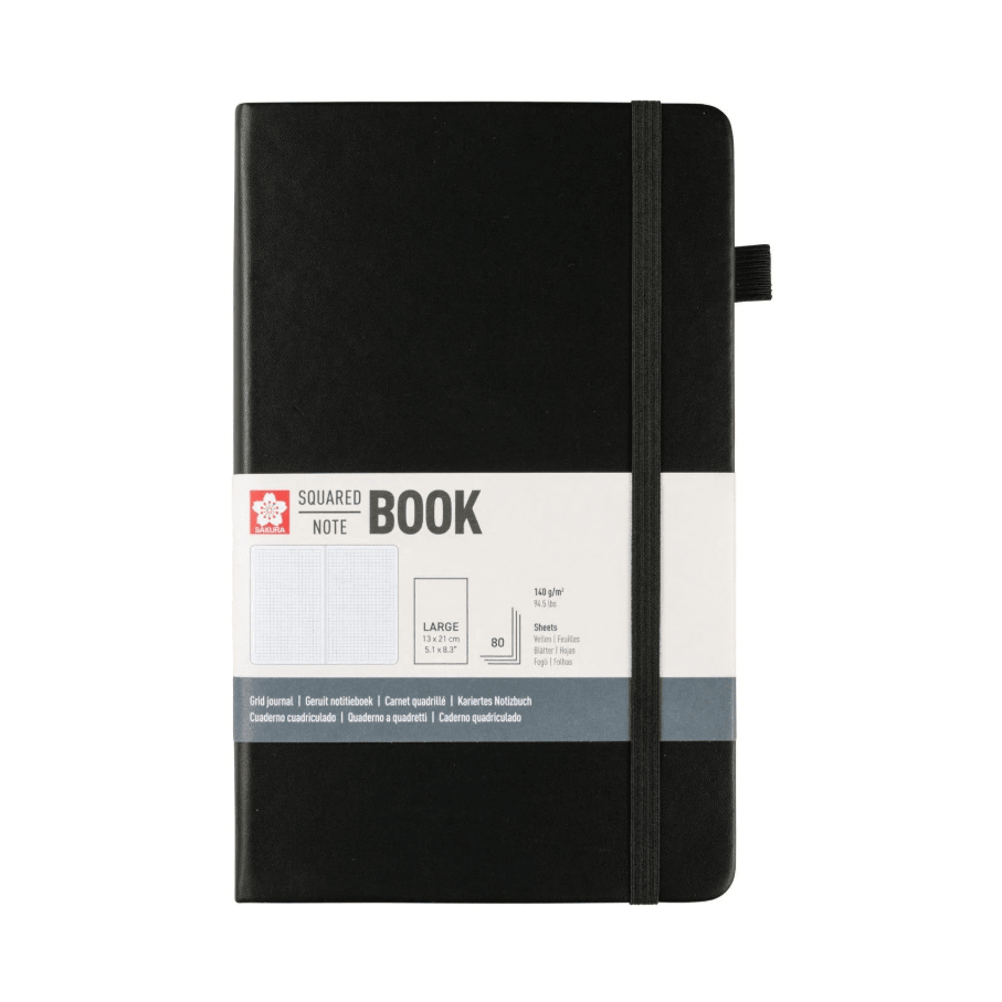 Libreta Hoja Crema Con Cuadrados (Negro) 13x21cm SAKURA1
