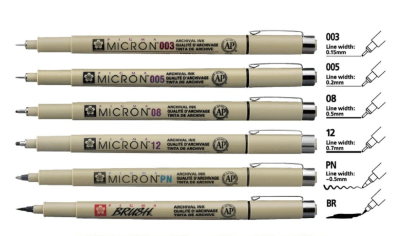 Set 6 Tiralíneas Pigma Micron Sakura Manga Intermedio