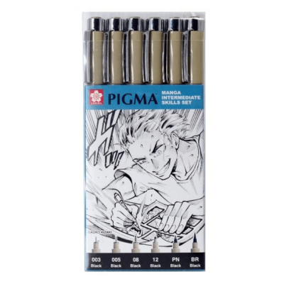 Set 6 Tiralíneas Pigma Micron Sakura Manga Intermedio