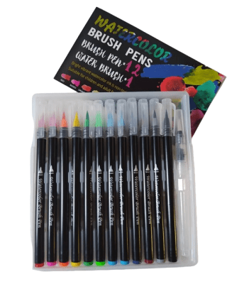 Set Plumones Acuarelables Punta Pincel 12 colores WC1008 FOSKA