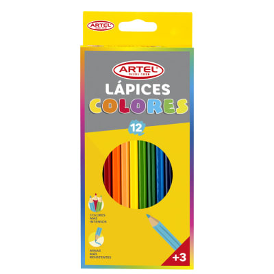 Estuche 12 Lápices Colores Largos Mina 2,9mm Artel