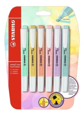 Set 6 destacadores swing cool pastel stabilo1