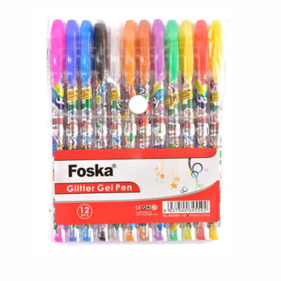 Bolígrafo Gel Glitter 12 Colores Foska1