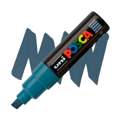 Marcador Acrílico Gris Pizarra PC-8K Punta Biselada Posca