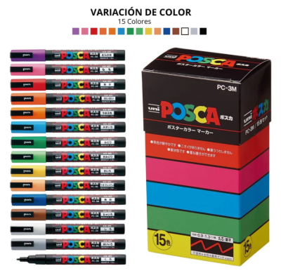 Set 15 Marcadores Acrílicos PC-3M 0.9-1.3mm Posca