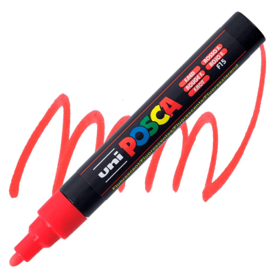 Marcador Acrílico Rojo Flúor PC-5M Punta Media Posca1