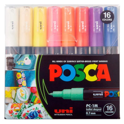 Marcadores Uni Posca Pc-1m - Set 16 Colores 0.7 Mm