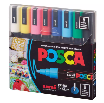 Marcadores Posca 5m Set 8 Colores Basicos Punta Media