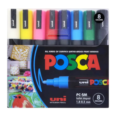 Marcadores Posca 5m Set 8 Colores Basicos Punta Media