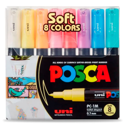 Marcadores Uni Posca 1m Set 8 Colores Pasteles Soft Colors