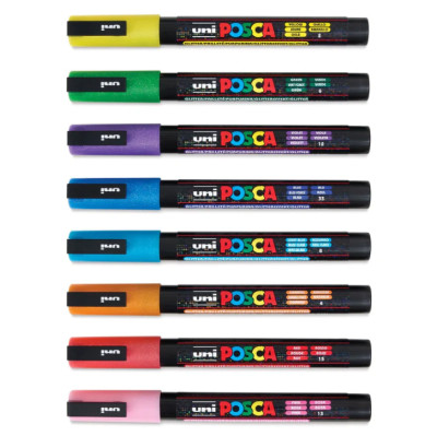 Marcadores Acrílicos Posca Set 8 Colores PC-3M Glitter Pastel