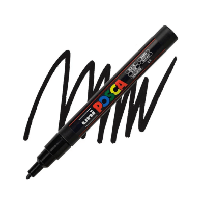Marcador Acrílico Negro PC-3M Punta Fina Posca