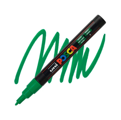 Marcador Acrílico Verde PC-3M Punta Fina Posca1