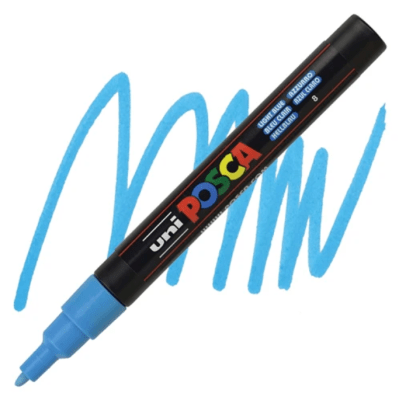 Marcador Acrílico Azul Claro PC-3M Punta Fina Posca