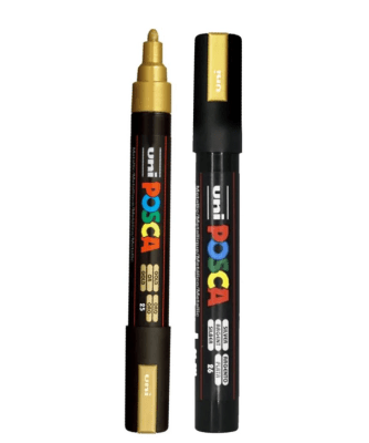 Marcador Acrílico Dorado PC-3M Punta Fina Posca