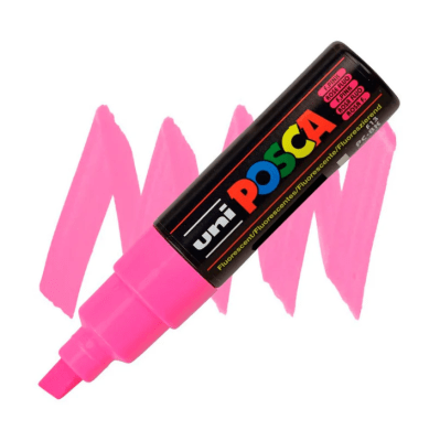 Marcador Acrílico Rosa Flúor PC-8K Punta Biselada Posca