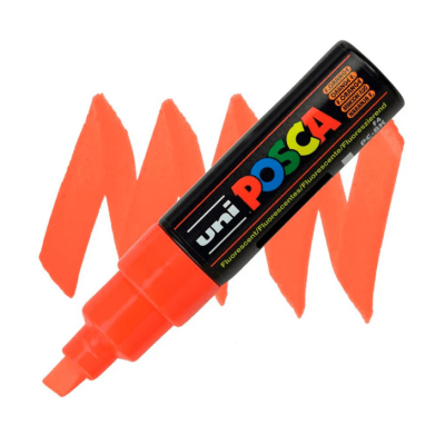 Marcador Acrílico Naranja Flúor PC-8K Punta Biselada Posca1