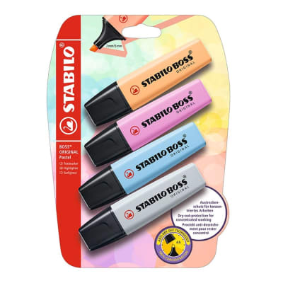 Set 4 destacadores pasteles stabilo