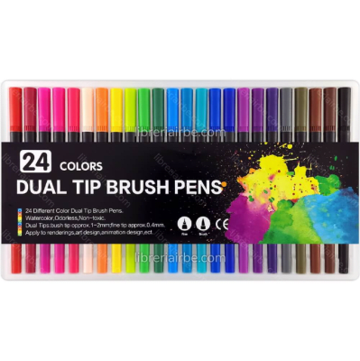24 lettering marcadores doble punta pincel brush