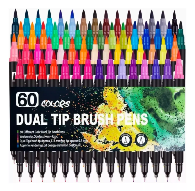 60 lettering marcadores doble punta pincel brush