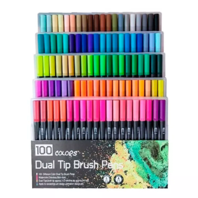 100 lettering marcadores doble punta pincel brush