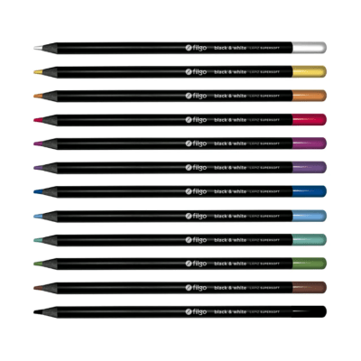 Lápices colores de madera BLACK & WHITE / Estuche 12 surtido